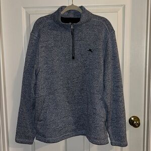 Tommy Bahama Mens‎ Glacier Bay Heathered Blue Quarter Zip Pullover Size XL